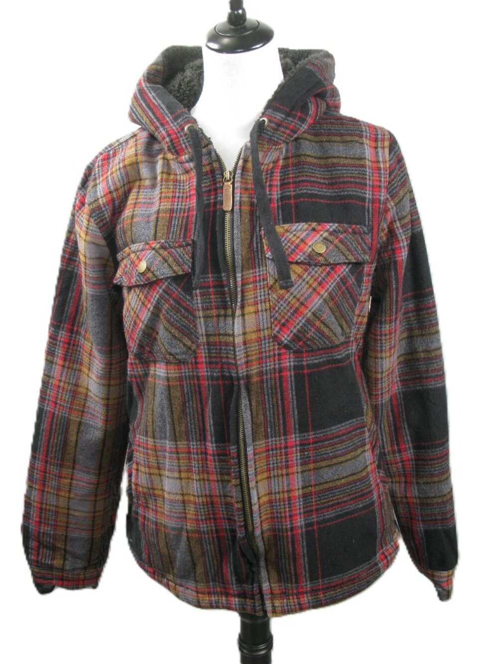 Legendary Whitetails Plaid Faux Fur Lined Hooded Jacket Size Large